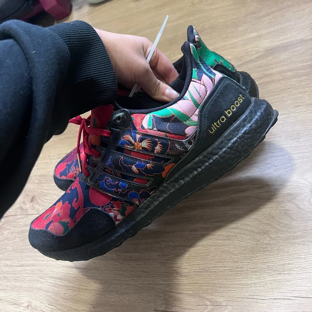 Adidas Ultra Boost Men's Sneakers - Black and Multicolor Floral - Picture 6 of 7